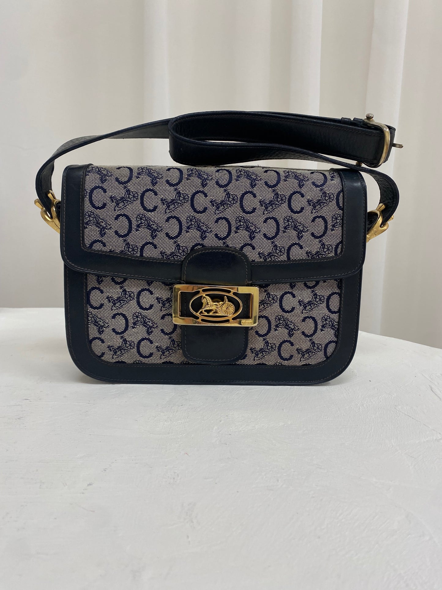 CELINE CALECHE BOX BAG NAVY