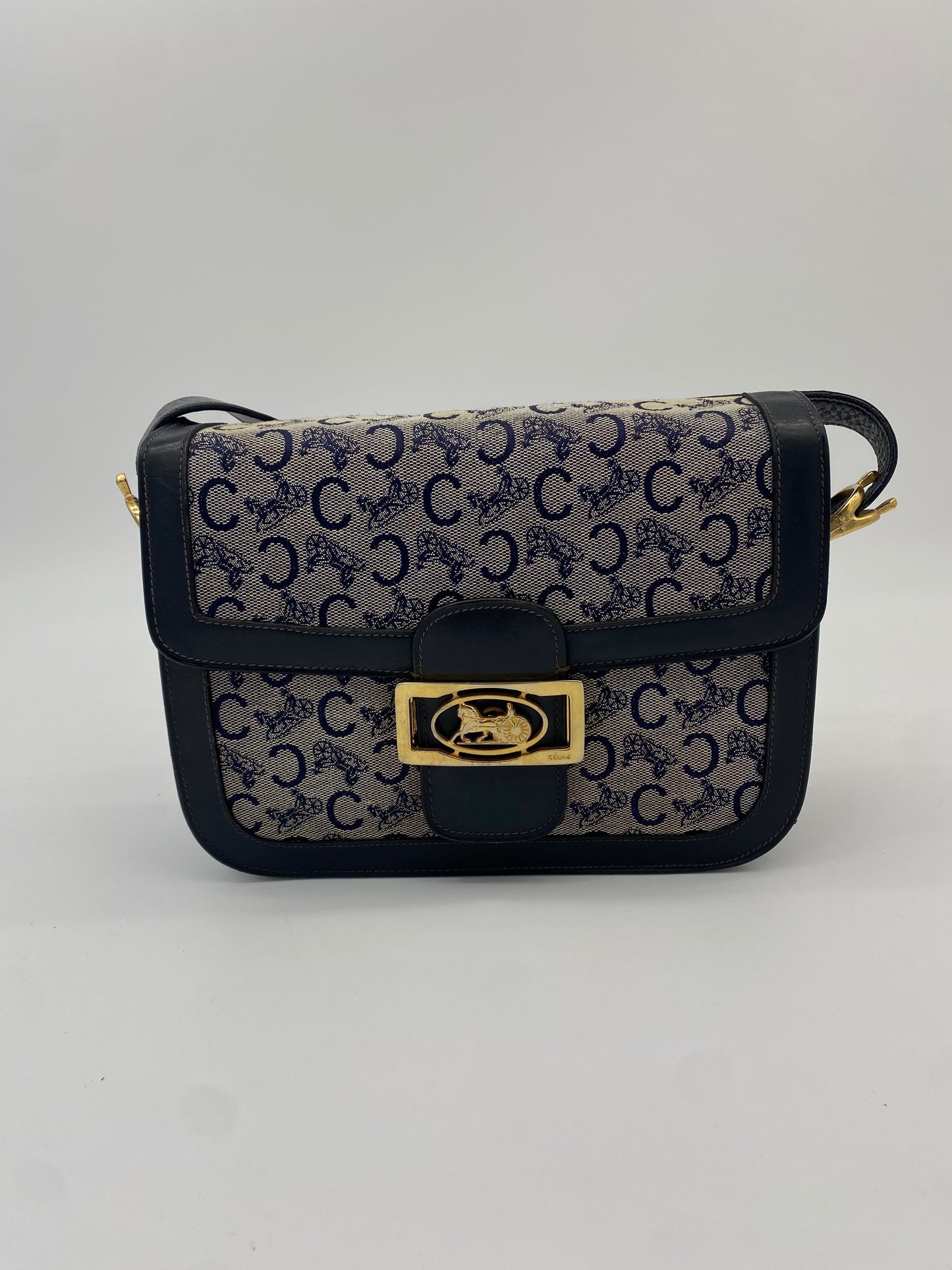 CELINE CALECHE BOX BAG NAVY