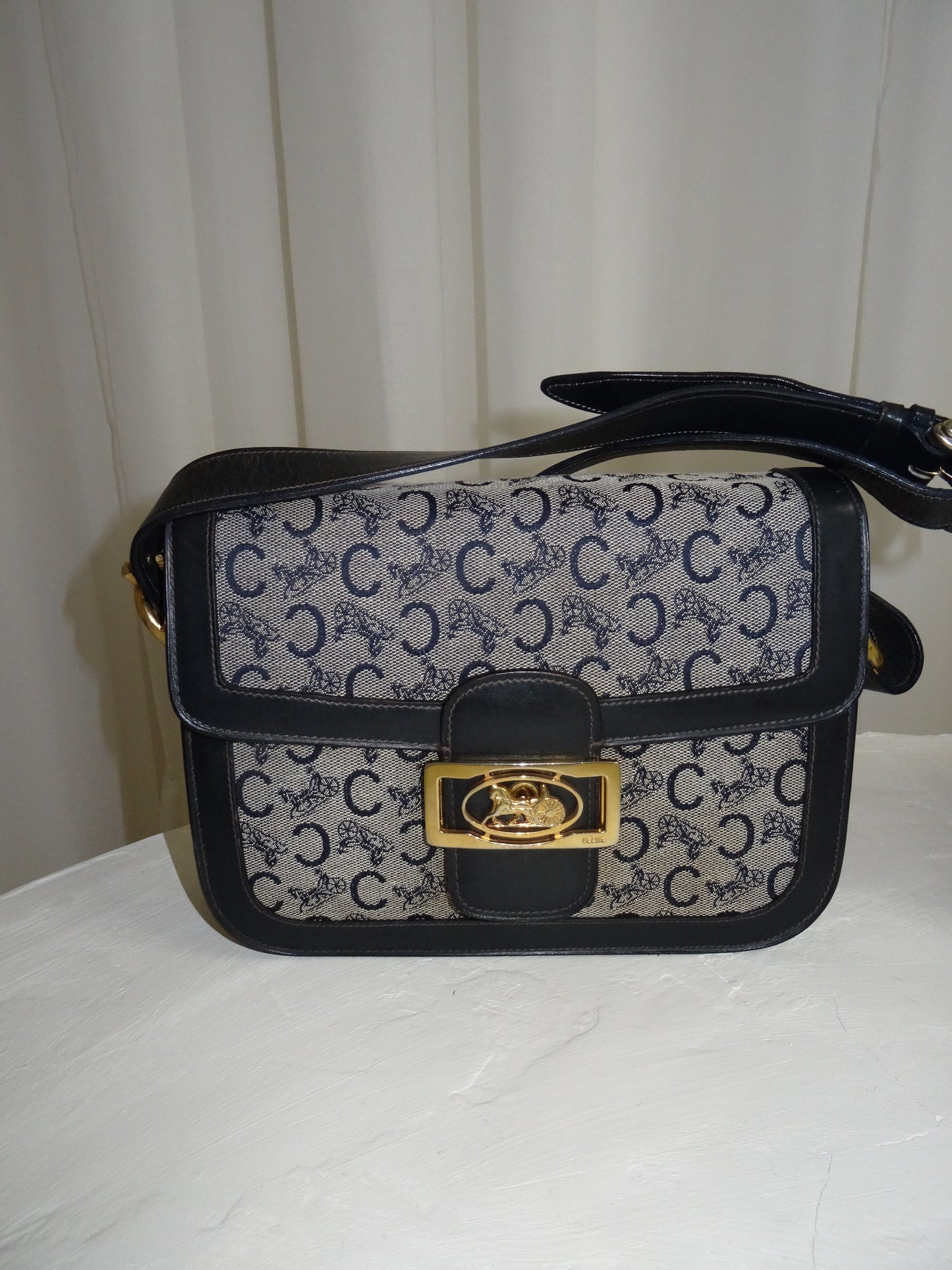 CELINE CALECHE BOX BAG NAVY